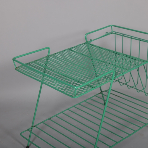 545 - A mid 20th century wire frame coffee table and magazine rack, height 48cm, top 62 x 38cm