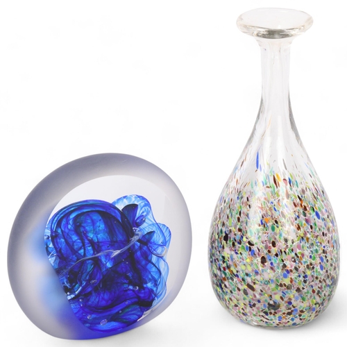 549 - JANE CHARLES, a studio glass paperweight with blue internal layered glass, signed to base, height 12... 