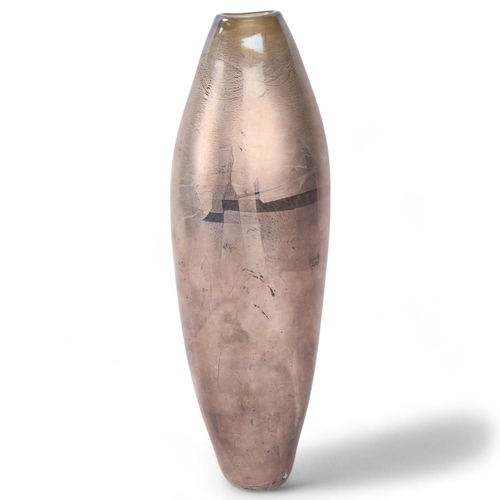 560 - A studio glass vase with bronzed metallic finish, height 33cm