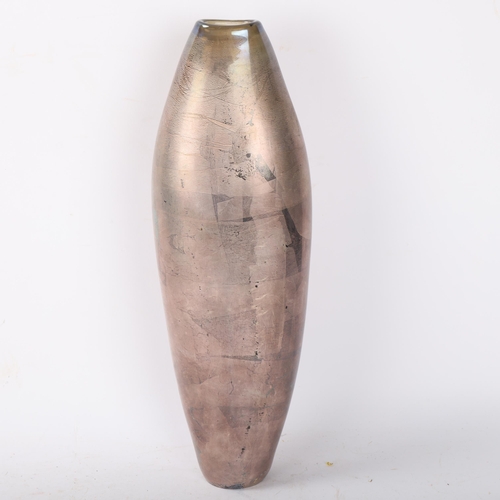 560 - A studio glass vase with bronzed metallic finish, height 33cm