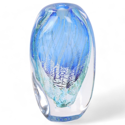 569 - J CARCASS, British, a heavy walled studio glass vase with seabed inspired decor, signed to base J Ca... 