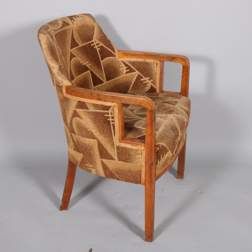 578 - A 1930s Art Deco armchair refurbished by Biba in the 1970s for use in Biba’s former Derry & Toms bui... 