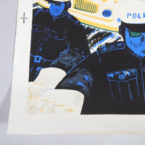 579 - A 20th century lithograph Z cars police scene, 66 x 46cm, unframed