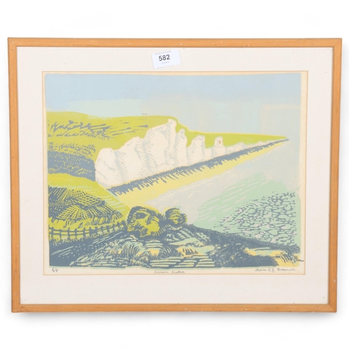 582 - MOIRA EJ BRAMWELL, a lithograph print of the Seven Sisters, East Sussex, signed and numbered 6/8, im... 