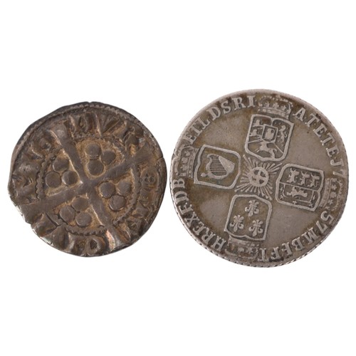 88E - An Edward I (1272-1307) silver Long cross penny and a George II 1757 sixpence