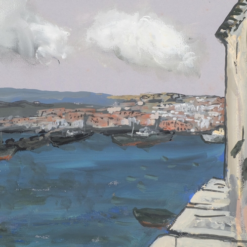 724 - John Boynton Priestley (1894 - 1984) (novelist and playwright), harbour at Syracuse 1962, gouache on... 