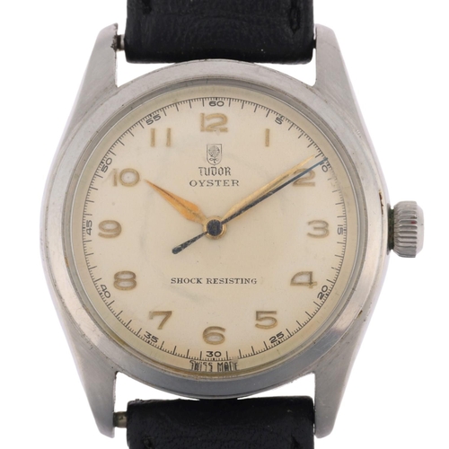 1023 - TUDOR - a Vintage stainless steel Oyster mechanical wristwatch, ref. 7804, circa 1950s, silvered dia... 