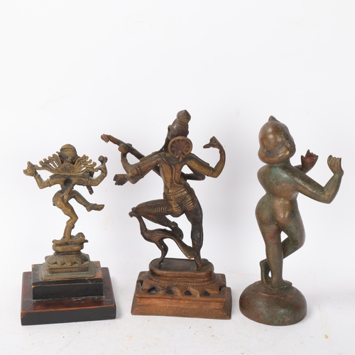 302 - 3 Indian bronze deities, largest height 22cm