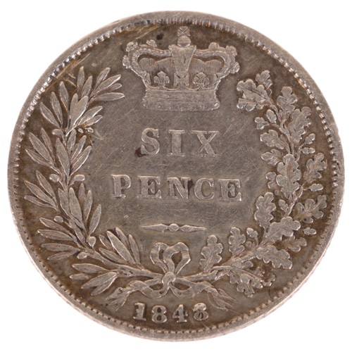 88A - Queen Victoria, a silver sixpence dated 1847 with the last 7 struck over with an 8