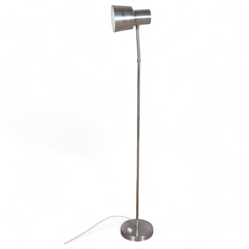 589 - A vintage Ewa Varnamo, Swedish floor lamp, adjustable gooseneck arm with brushed aluminium shade and... 