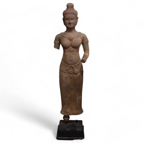 230 - A large Kumar style South East Asian sandstone female deity, Grand Tour Period or earlier, height 15... 