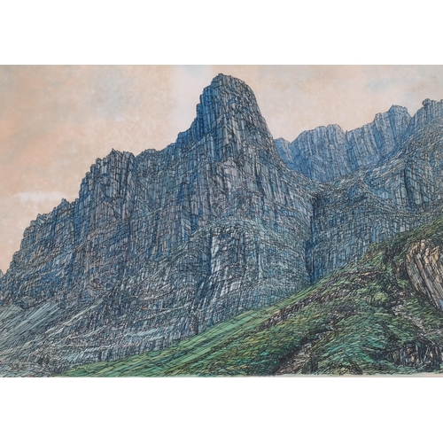 705 - Anthony Ginger Cain, Pillar Rock, 1972, ink/watercolour, 34cm x 49cm, framed