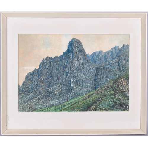 705 - Anthony Ginger Cain, Pillar Rock, 1972, ink/watercolour, 34cm x 49cm, framed