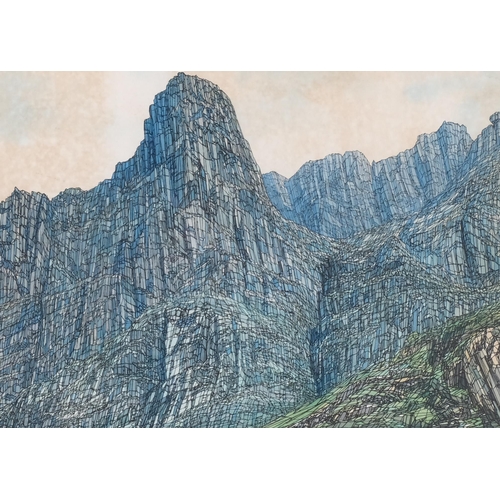 705 - Anthony Ginger Cain, Pillar Rock, 1972, ink/watercolour, 34cm x 49cm, framed