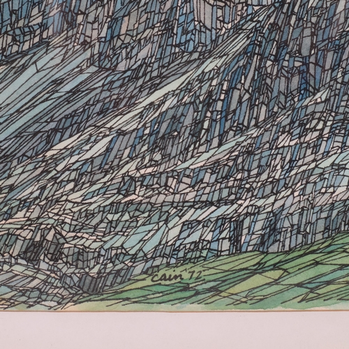 705 - Anthony Ginger Cain, Pillar Rock, 1972, ink/watercolour, 34cm x 49cm, framed