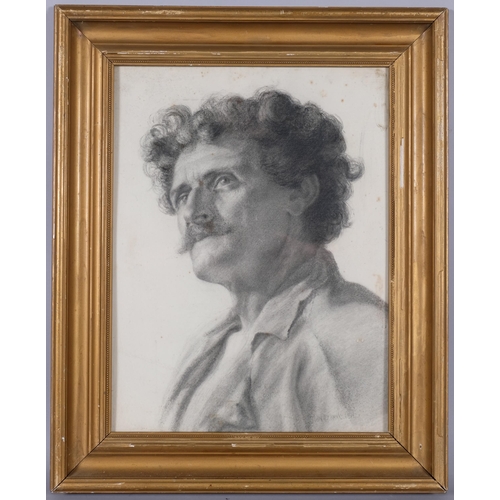 706 - John Arthur Lomax (1857 - 1923), portrait of James McNeill Whistler, charcoal on paper, signed with ... 