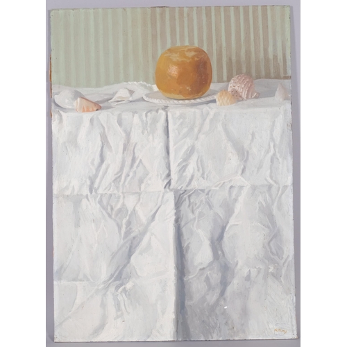 707 - Karen Ray (born 1958), still life seashells, oil on board, 63cm x 46cm, unframed