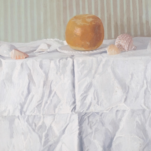 707 - Karen Ray (born 1958), still life seashells, oil on board, 63cm x 46cm, unframed