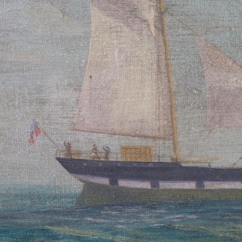 710 - **Withdrawn** - Portrait of a 4-masted sailing ship, oil on canvas laid on board, unsigned, 30cm x 5... 