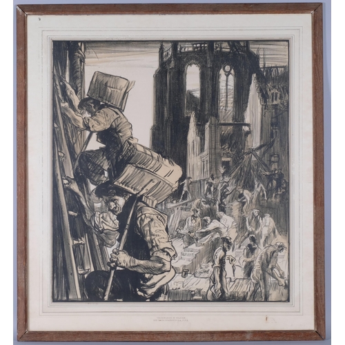 711 - Sir Frank Brangwyn (1867 - 1956), the re-making of Belgium, Lithograph, image 78cm x 70cm, framed