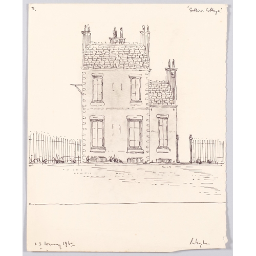 712 - **Description change** Manner of Laurence Stephen Lowry (1887 - 1976), Gotham Cottage, pen and ink s... 