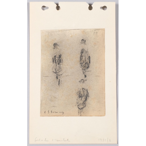 715 - **Description change** Manner of Laurence Stephen Lowry (1887 - 1976), figure sketches, charcoal/cra... 