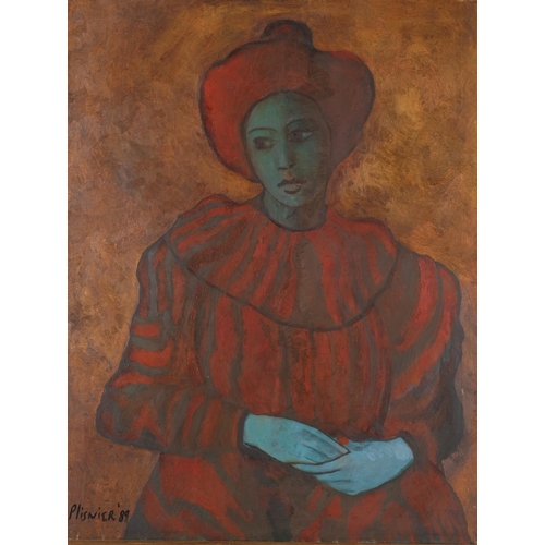 717 - Robert Plisnier (born 1951), portrait of a woman, oil on canvas, 1989, 110cm x 85cm, framed, also in... 