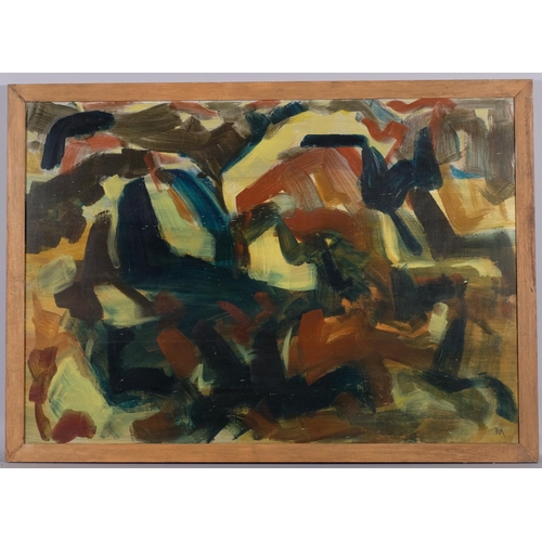 722 - Robert Mackechnie (1894 - 1975), abstract composition, oil on board, inscribed verso, 70cm x 100cm, ... 