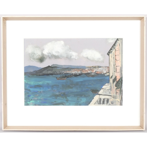 724 - John Boynton Priestley (1894 - 1984) (novelist and playwright), harbour at Syracuse 1962, gouache on... 