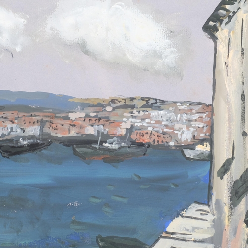 724 - John Boynton Priestley (1894 - 1984) (novelist and playwright), harbour at Syracuse 1962, gouache on... 