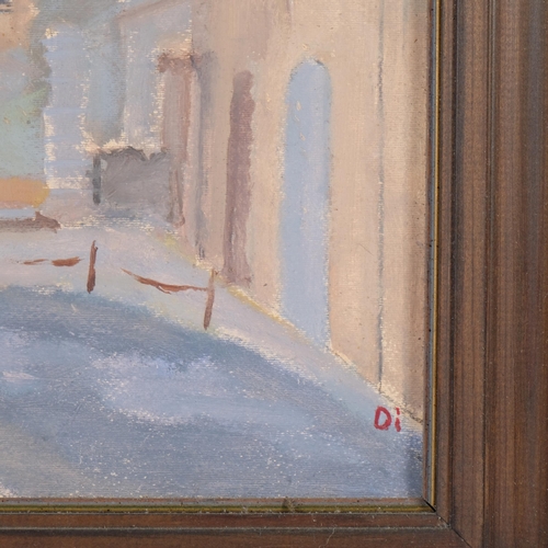 726 - Diana Boyd, Siena, oil on board, 29cm x 39cm, framed, with Exhibition brochure verso