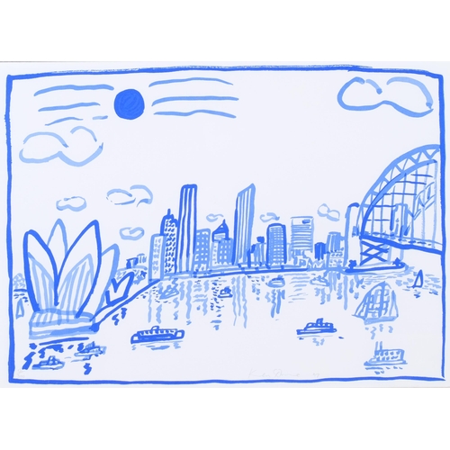 735 - Ken Done, Sydney harbour, limited edition print, signed in pencil 1997, no. 56/300, frame dimensions... 