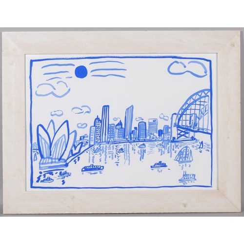 735 - Ken Done, Sydney harbour, limited edition print, signed in pencil 1997, no. 56/300, frame dimensions... 