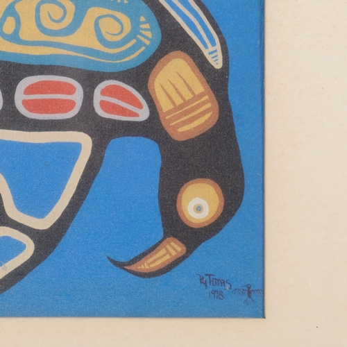 750 - Roy Thomas, Canadian Tribal study, print, 22cm x 15cm, framed