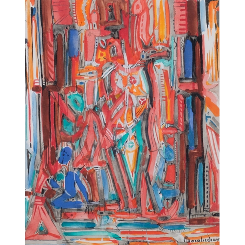 756 - Diran Garabedian (1882 - 1963), abstract composition, gouache, 26cm x 20cm, framed