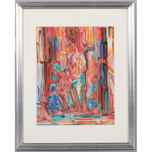 756 - Diran Garabedian (1882 - 1963), abstract composition, gouache, 26cm x 20cm, framed