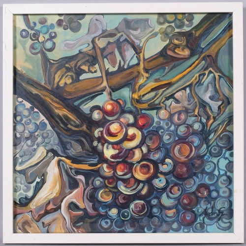 757 - Andra Ghecevici (born 1981), grapevine, oil on canvas, 40cm x 40cm, framed and glazed, Exhibition br... 