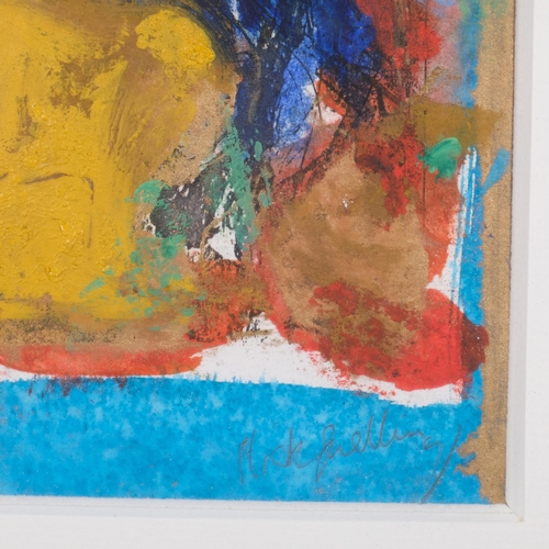 758 - Nick Snelling, abstract composition, mixed media on paper, 19cm x 24cm, framed