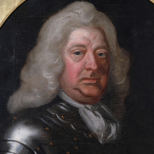 763 - Portrait of a gentleman in armour, 18th century oil on canvas, unsigned, 75cm x 62cm, framed