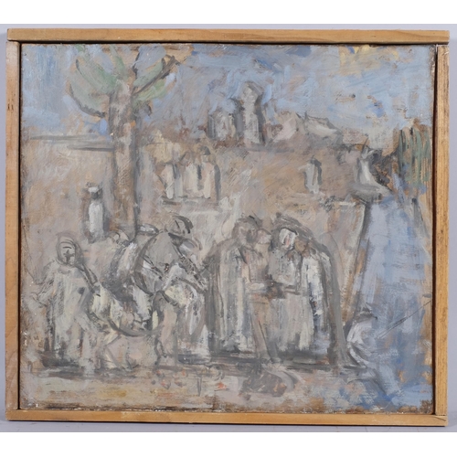 779 - Steve Afif (born 1943), figures, oil on board, signed verso, 41cm x 46cm, framed