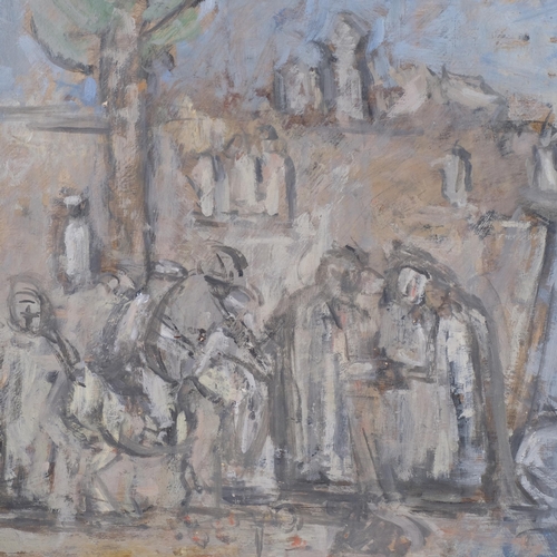 779 - Steve Afif (born 1943), figures, oil on board, signed verso, 41cm x 46cm, framed