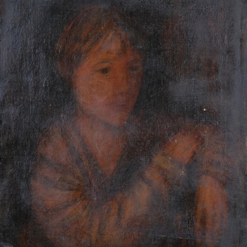 791 - Portrait of a boy, 19th century oil on canvas laid on board, inscribed verso, 59cm x 46cm, unframed