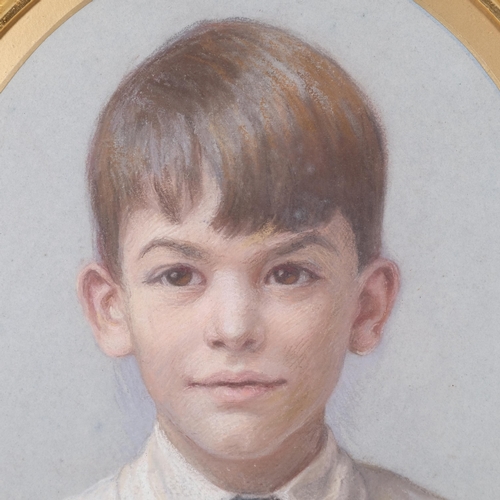 797 - Portrait of a boy, coloured pastels, signed with monogram HH '35, in ornate carved giltwood Florenti... 