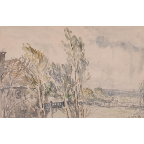 799 - Ernest Wills, wind and rain, watercolour, 1944, 21cm x 33cm, framed, provenance: Agnew Gallery Londo... 