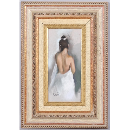 800 - Domingo Gomez (born 1942), life study, coloured pastels, 30cm x 14cm, framed