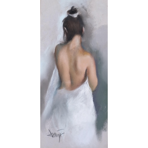 800 - Domingo Gomez (born 1942), life study, coloured pastels, 30cm x 14cm, framed