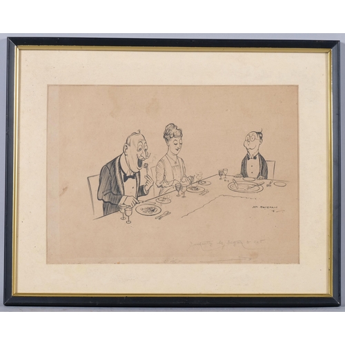 801 - Henry Mayo Bateman (1887 - 1970), 3 original cartoons, pen and ink, 2 signed, framed (3)