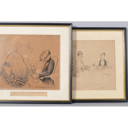 801 - Henry Mayo Bateman (1887 - 1970), 3 original cartoons, pen and ink, 2 signed, framed (3)