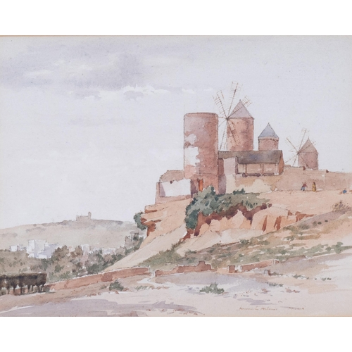 805 - Kenneth Holmes (1906 - 1994), windmills, watercolour, 18cm x 23cm, framed