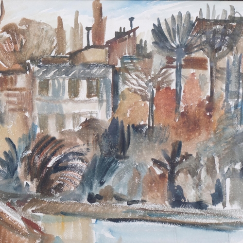 806 - Continental town scene, watercolour, signed with monogram BP, dated 1930, 36.5cm x 30cm, framed